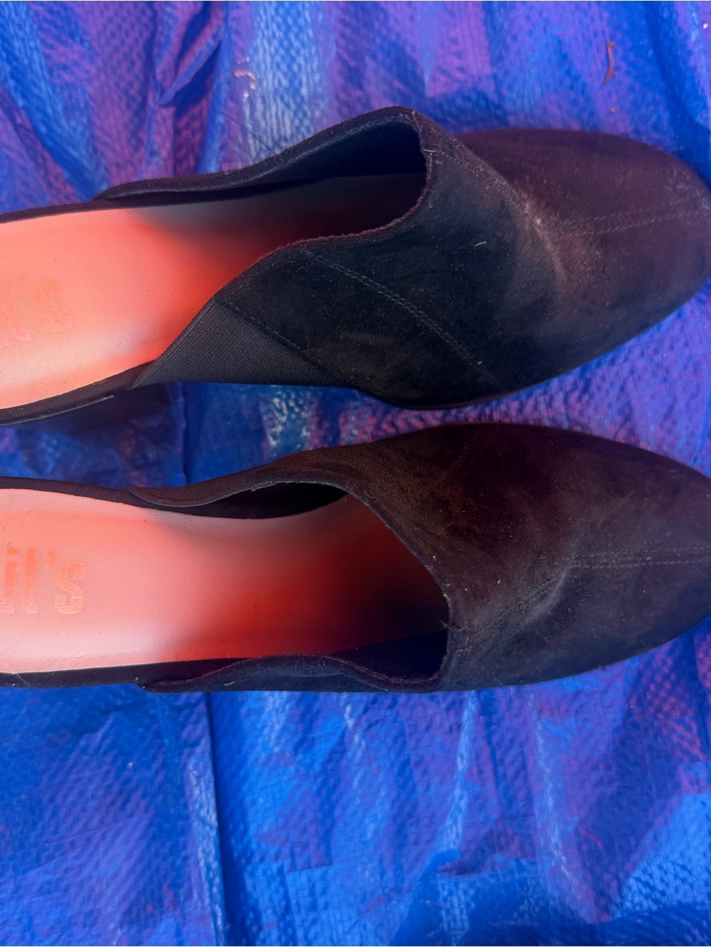 Black Suede Slip-On Heeled Loafers